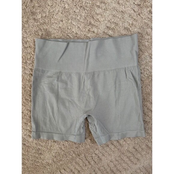 Colsie Pants - Colsie blue/gray ribbed biker shorts 5”